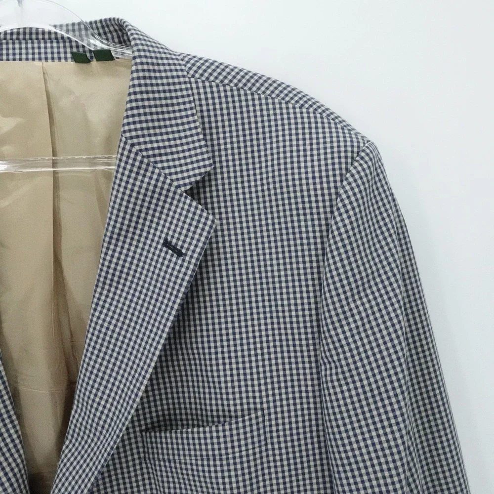 Orvis‎ Blazer Mens 52L Blue Gingham Check Sport Coat Business Casual Office